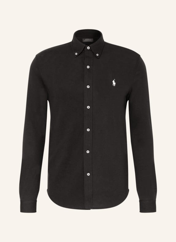 POLO RALPH LAUREN Piqué shirt custom fit BLACK