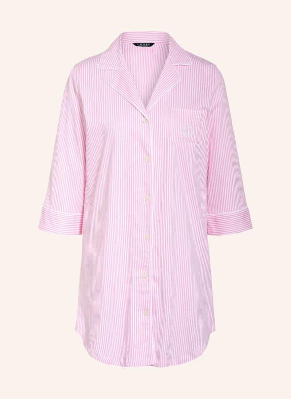 LAUREN RALPH LAUREN Nightgown with 3/4 sleeves PINK/ WHITE