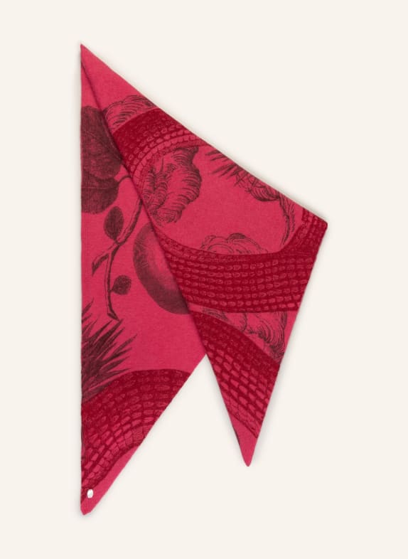 friendly hunting Triangular scarf in cashmere PINK/ DARK RED