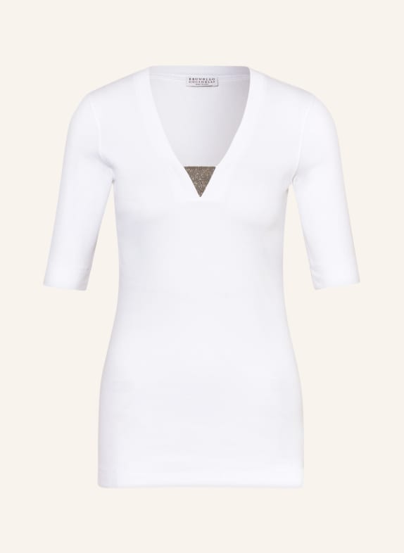 BRUNELLO CUCINELLI T-shirt with decorative gem trim WHITE