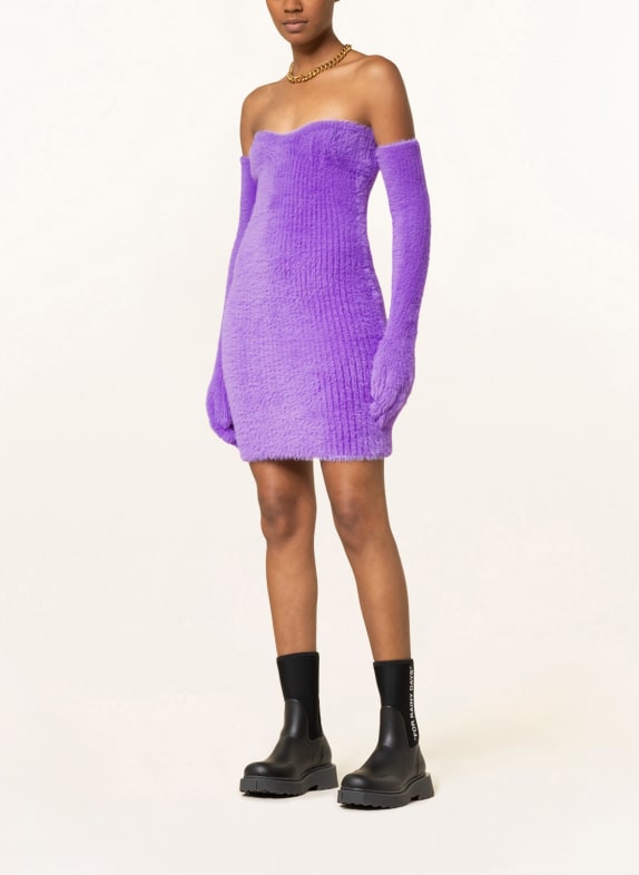 Off-White Off-shoulder dress with gloves PURPLE