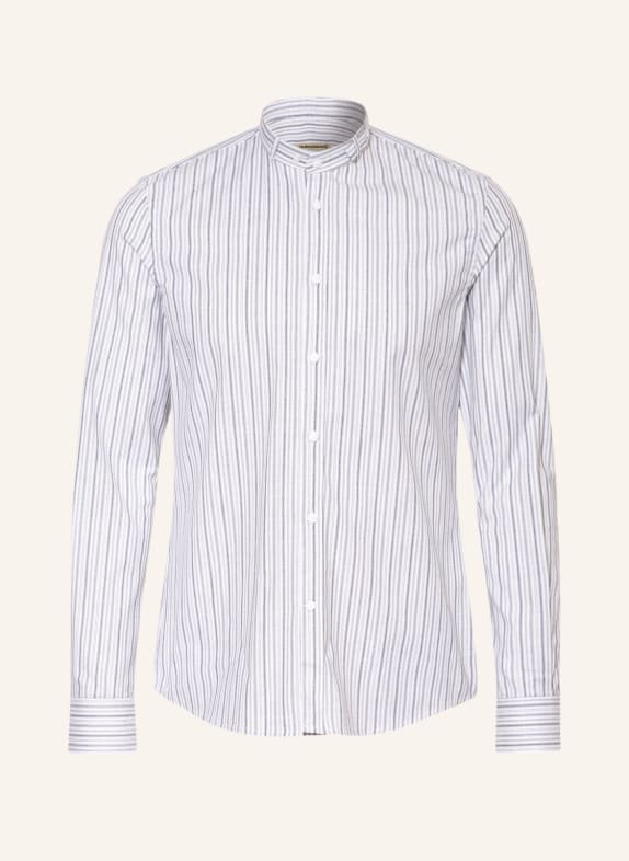Gottseidank Trachten shirt LENZ extra slim fit with stand-up collar BLUE GRAY/ WHITE