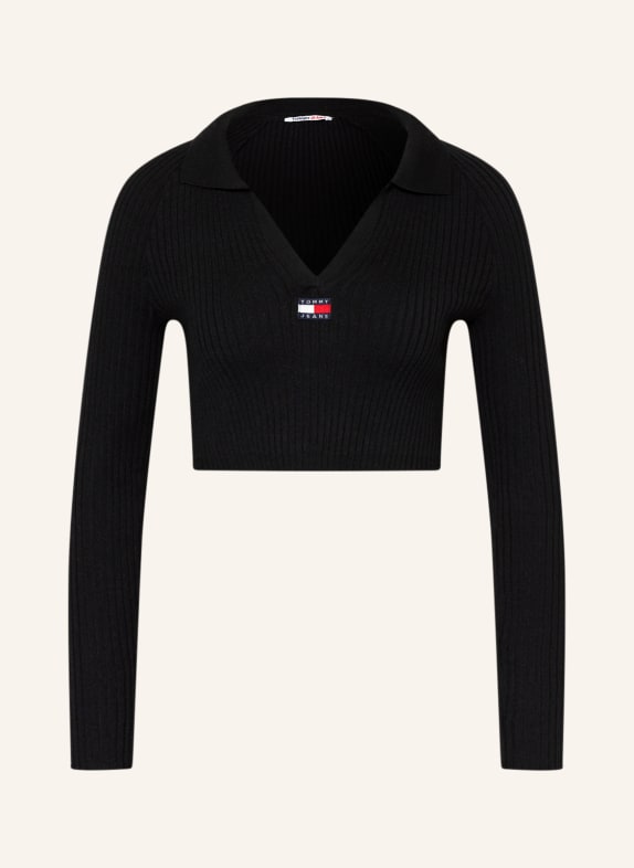 TOMMY JEANS Cropped long sleeve shirt BLACK