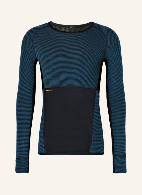 DEVOLD Functional underwear shirt TUVEGGA in merino wool DARK BLUE/ BLUE
