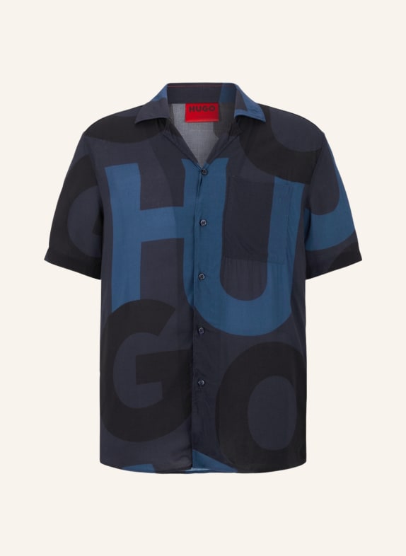 HUGO Resorthemd ELLINO Straight Fit DUNKELBLAU/ BLAU