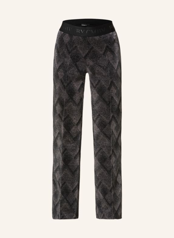 CAMBIO Trousers FLOWER with glitter thread BLACK/ GRAY