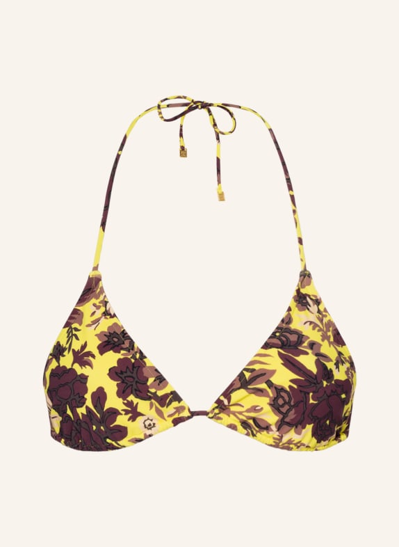 TORY BURCH Triangel-Bikini-Top mit UV-Schutz 50+ GELB/ BRAUN