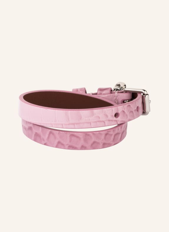 Alexander McQUEEN Leather bracelet PINK/ SILVER
