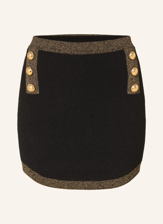 BALMAIN Knit skirt with glitter thread BLACK