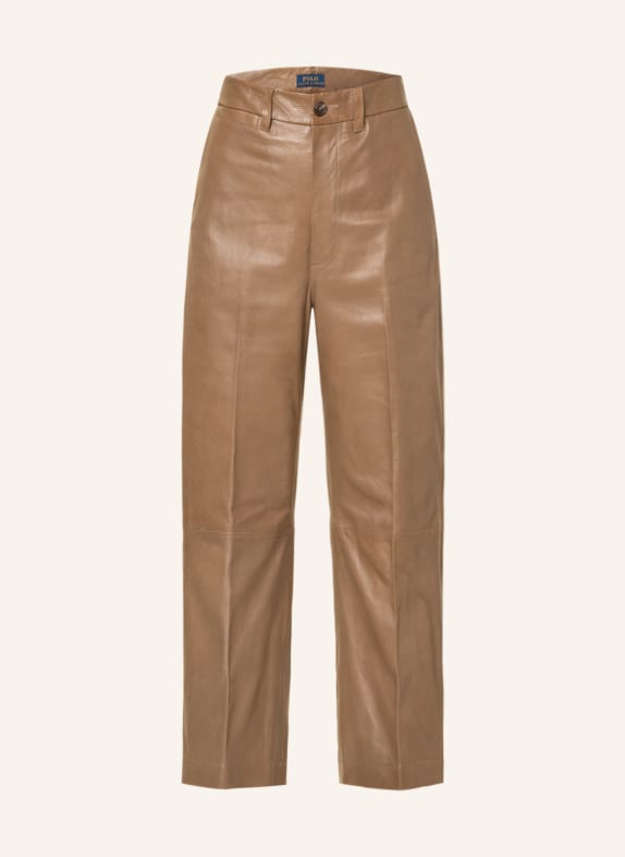 POLO RALPH LAUREN 7/8 leather trousers CAMEL