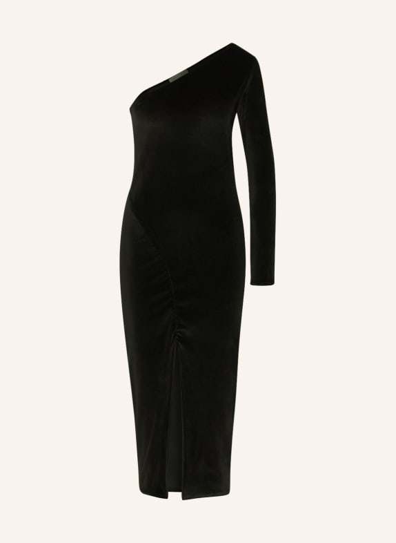 MIRYAM One-shoulder dress made of velvet BLACK