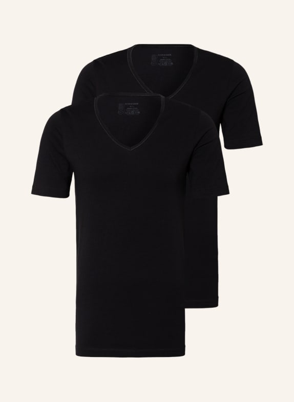 SCHIESSER 2-pack V-neck shirts 95/5 BLACK