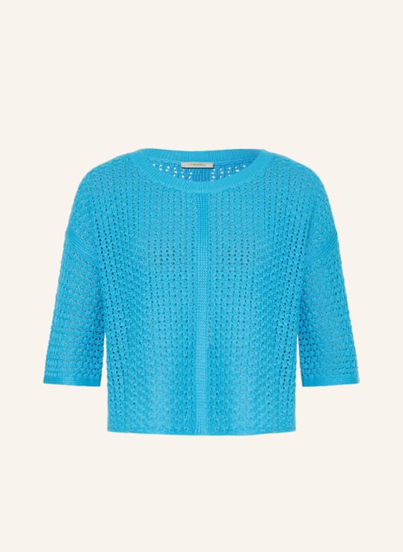 lilienfels Sweater with linen and 3/4 sleeves TURQUOISE