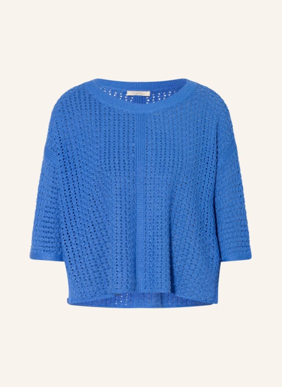 lilienfels Sweater with linen and 3/4 sleeves BLUE