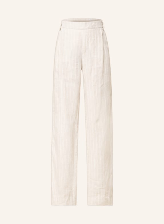 MAC Wide leg trousers CHIARA made of linen CREAM/ WHITE