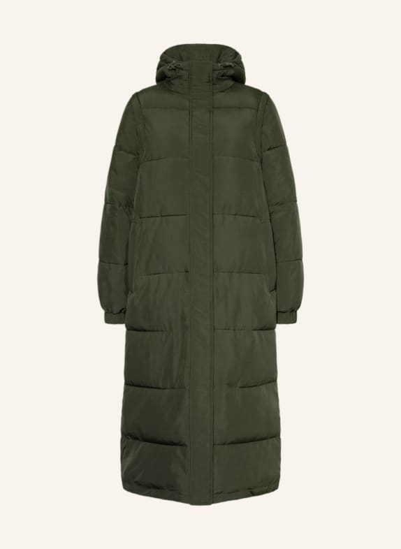 ENVII Oversized prošívaný kabát ENHUDSON s odnímatelnými rukávy TMAVĚ ZELENÁ