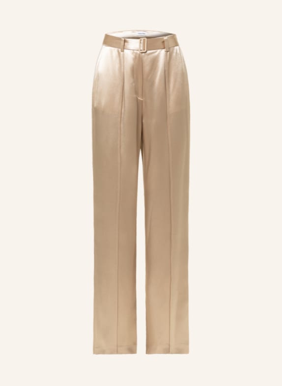 Calvin Klein Marlene kalhoty NAIA ze saténu BÉŽOVÁ