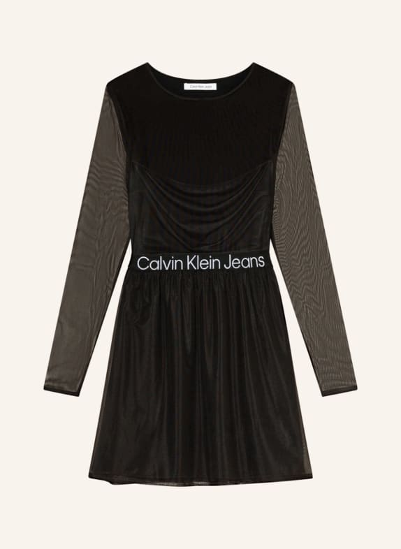 Calvin Klein Jeans Sukienka z siateczki CZARNY/ BIAŁY