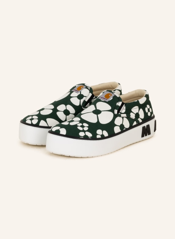 MARNI Slip-on sneakers GREEN/ WHITE