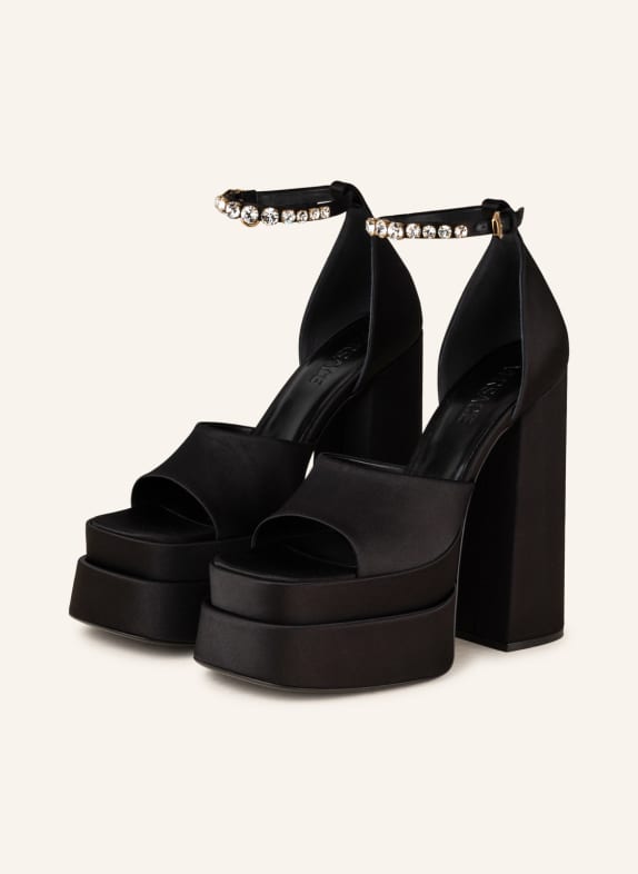 VERSACE Platform sandals AEVITAS with decorative gems BLACK