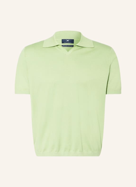 STROKESMAN'S Knitted polo shirt LIGHT GREEN