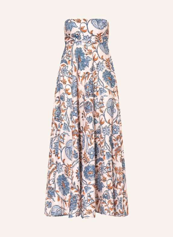 ZIMMERMANN Linen dress VITALI LIGHT PINK/ BLUE/ COGNAC