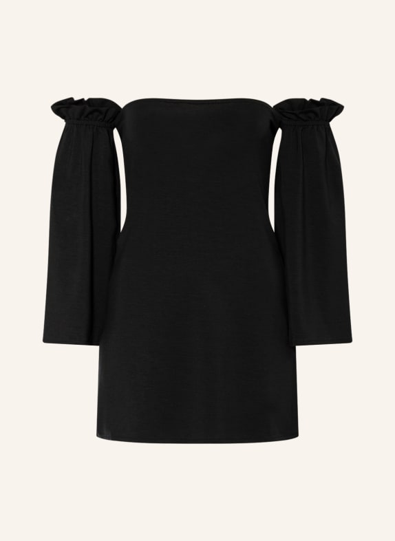 MIRYAM Off-shoulder dress made of jersey with ruffles BLACK