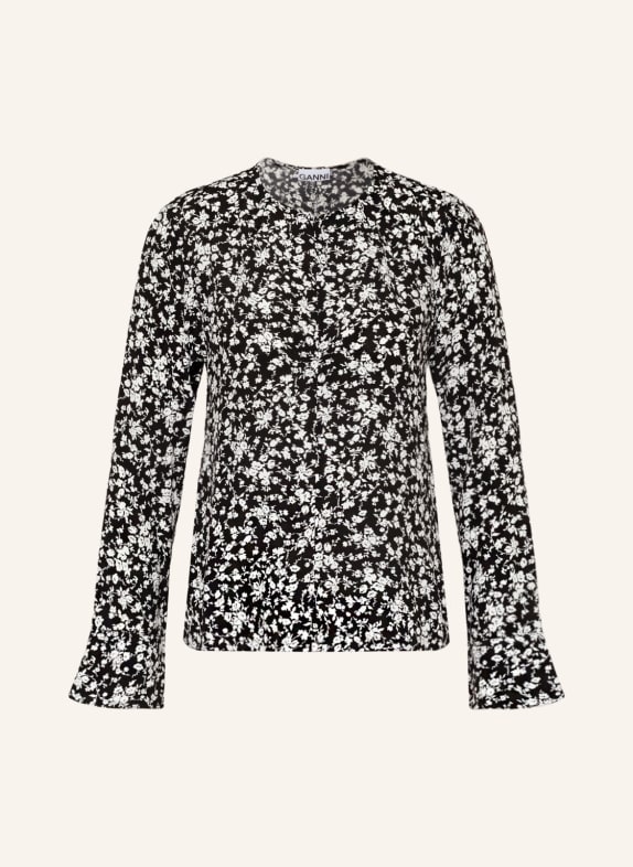 GANNI Shirt blouse BLACK/ WHITE
