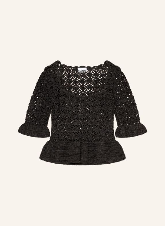 GANNI Sweater with glitter thread BLACK