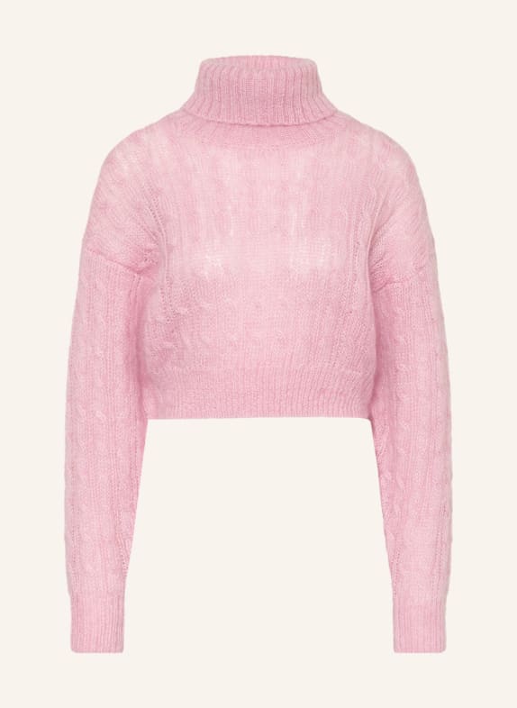 GANNI Cropped sweater with mohair PINK