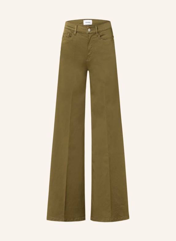 FRAME Wide leg trousers LE PALAZZO SATEEN OLIVE