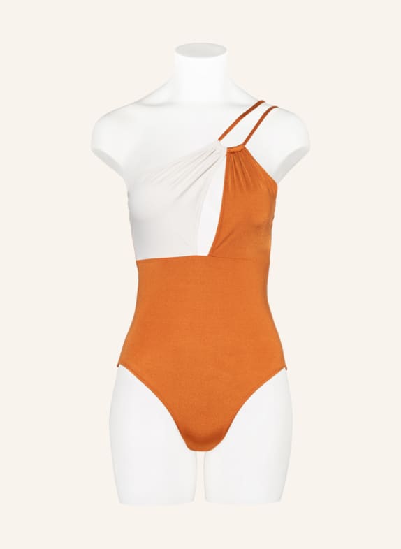 EVARAE One-Shoulder-Badeanzug RIZO CREME / COGNAC