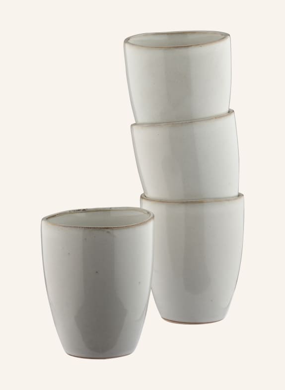 BROSTE COPENHAGEN Set of 4 mugs NORDIC SAND WHITE/ LIGHT BLUE/ DARK BROWN