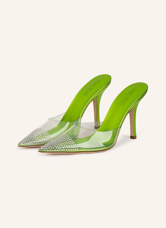 PARIS TEXAS Mules with decorative gems NEON GREEN