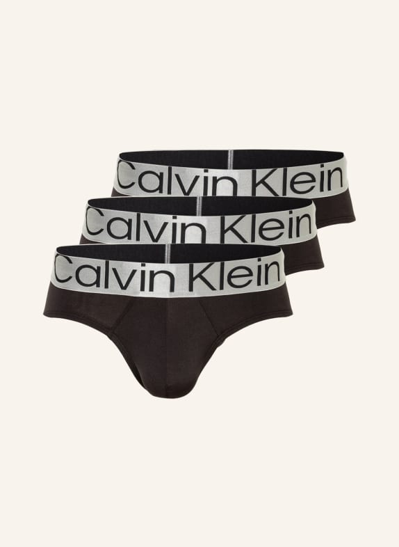 Calvin Klein Kalhotky STEEL MICRO, 3 kusy v balení ČERNÁ/ STŘÍBRNÁ
