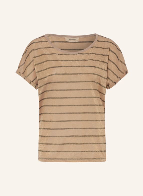 MOS MOSH T-Shirt KAY mit Glitzergarn BEIGE/ SCHWARZ