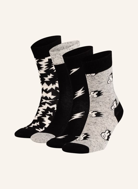 Happy Socks Skarpety, 4 pary, BLACK WHITE z pudełkiem prezentowym
