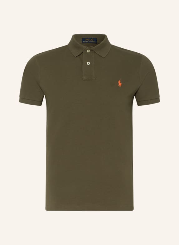 POLO RALPH LAUREN Koszulka polo z piki custom slim fit  KHAKI