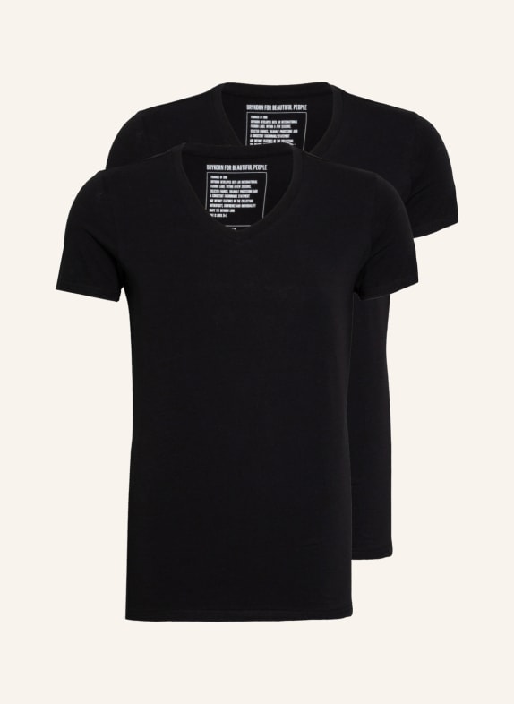 DRYKORN 2-pack V-neck shirts CARIS  BLACK