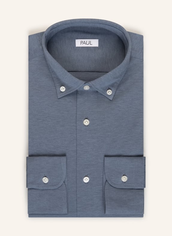 PAUL Piqué shirt slim fit BLUE GRAY