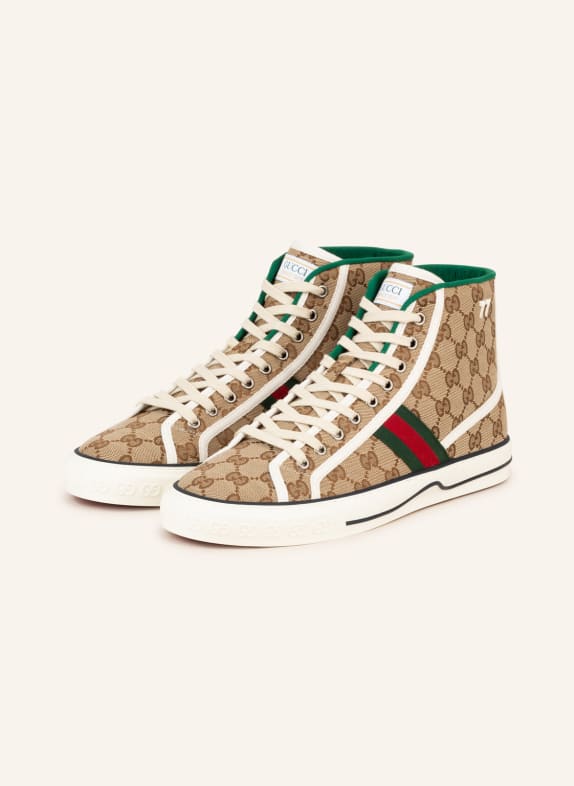 GUCCI High-top sneakers TENNIS 1977 CAMEL/ GREEN/ RED