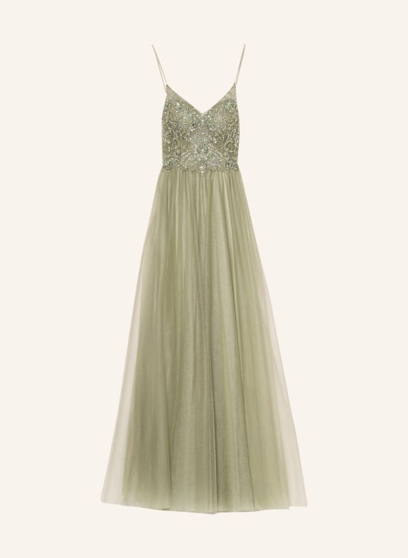 unique Evening dress with sequins and decorative gems GREEN