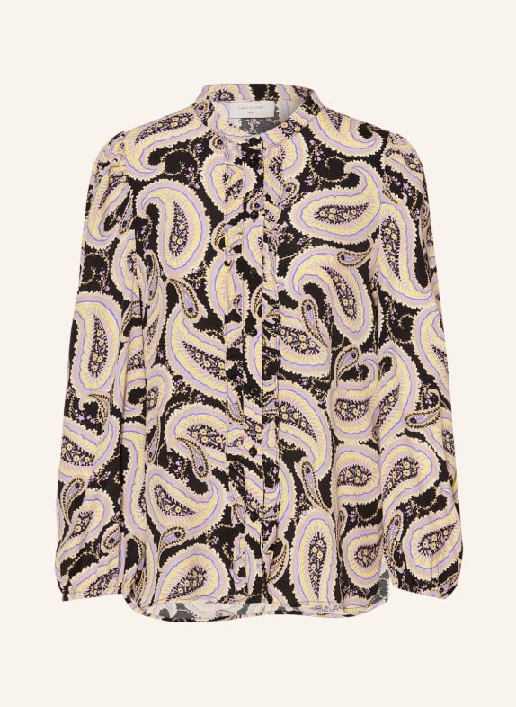 FREEQUENT Bluse FQPAISEY mit Rüschen SCHWARZ/ HELLLILA/ GELB