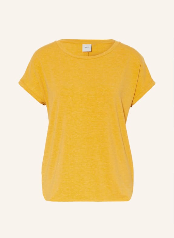 ICHI T-shirt IHREBEL met glittergaren DONKERGEEL