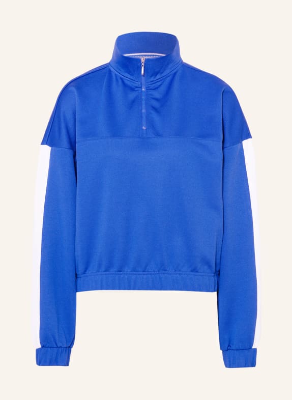 KARO KAUER Half-zip sweater in sweatshirt fabric BLUE/ WHITE