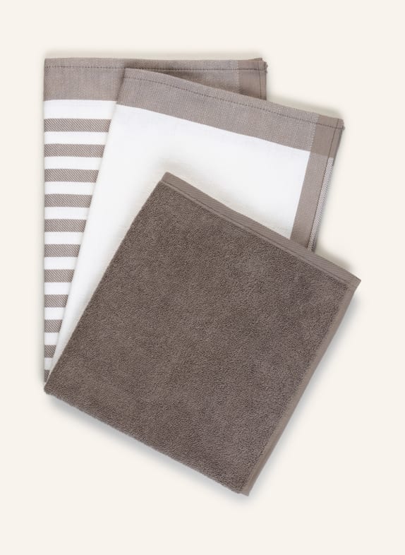 ROSS Set of 3 Dish Towels TAUPE/ CREAM