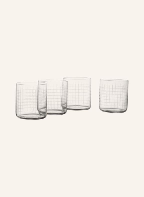 NUDE Set of 4 whisky glasses FINESSE GRID - clear