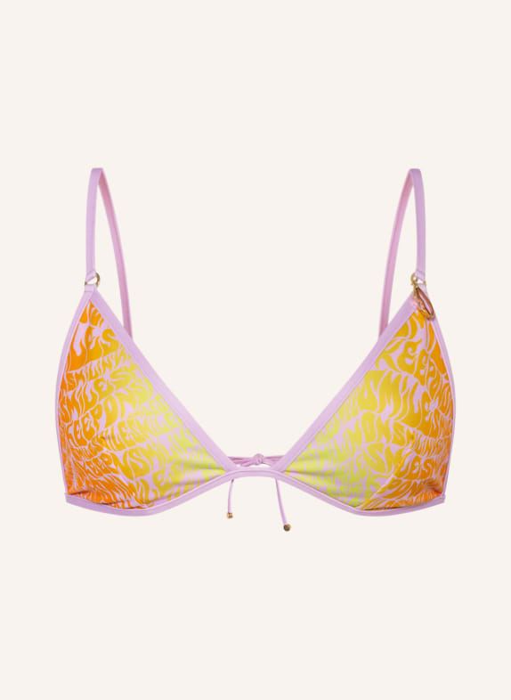 STELLA McCARTNEY SWIMWEAR Triangle bikini top SMILE PINK/ NEON YELLOW/ NEON ORANGE
