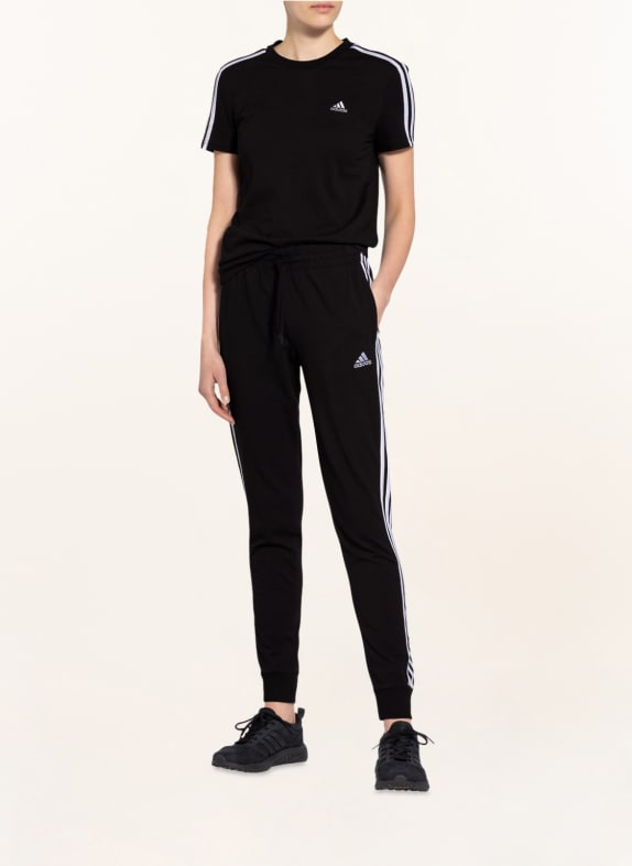 adidas T-shirt ESSENTIALS SLIM 3-STRIPES ZWART / WIT