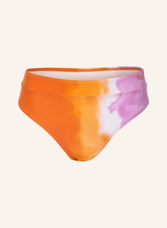 BEACHLIFE Dół od bikini z wysokim stanem TIE DYE POMARAŃCZOWY/ BIAŁY/ LILA